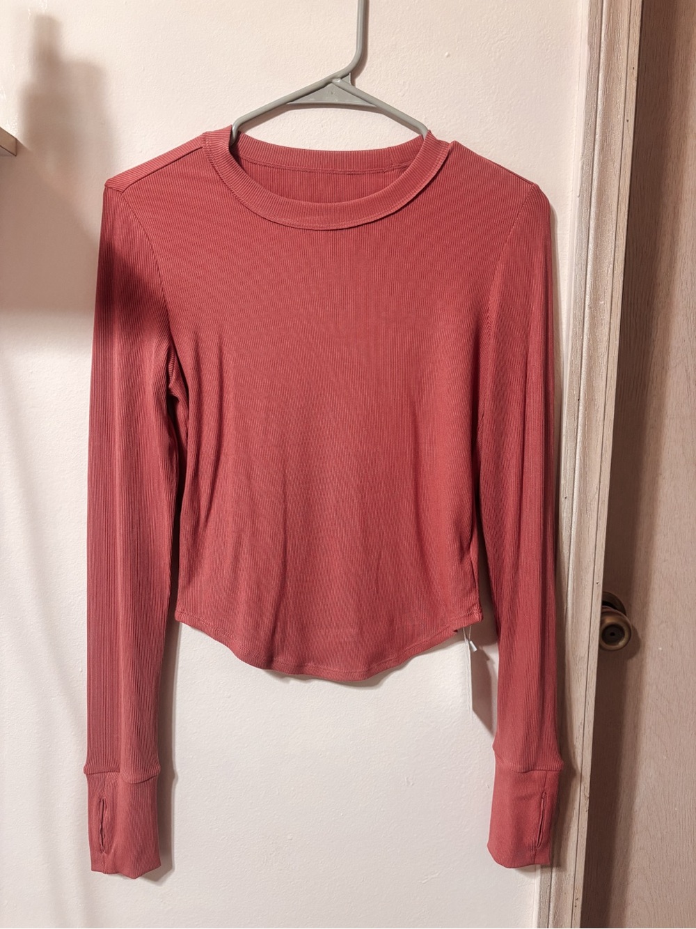 NWT Long Sleeve Ribbed Athletic Top - Dusty Rose